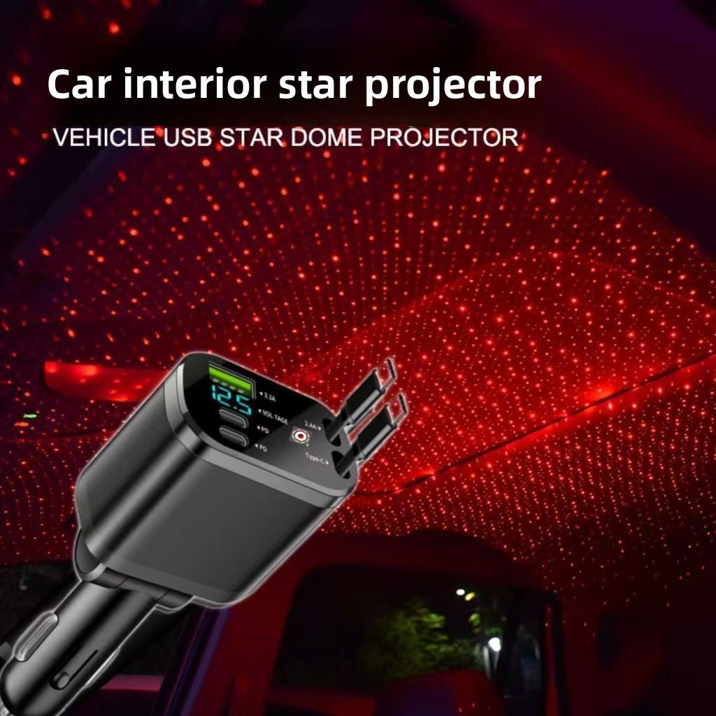 Retractable Car Charger with Multi-Port USB Fast Charging