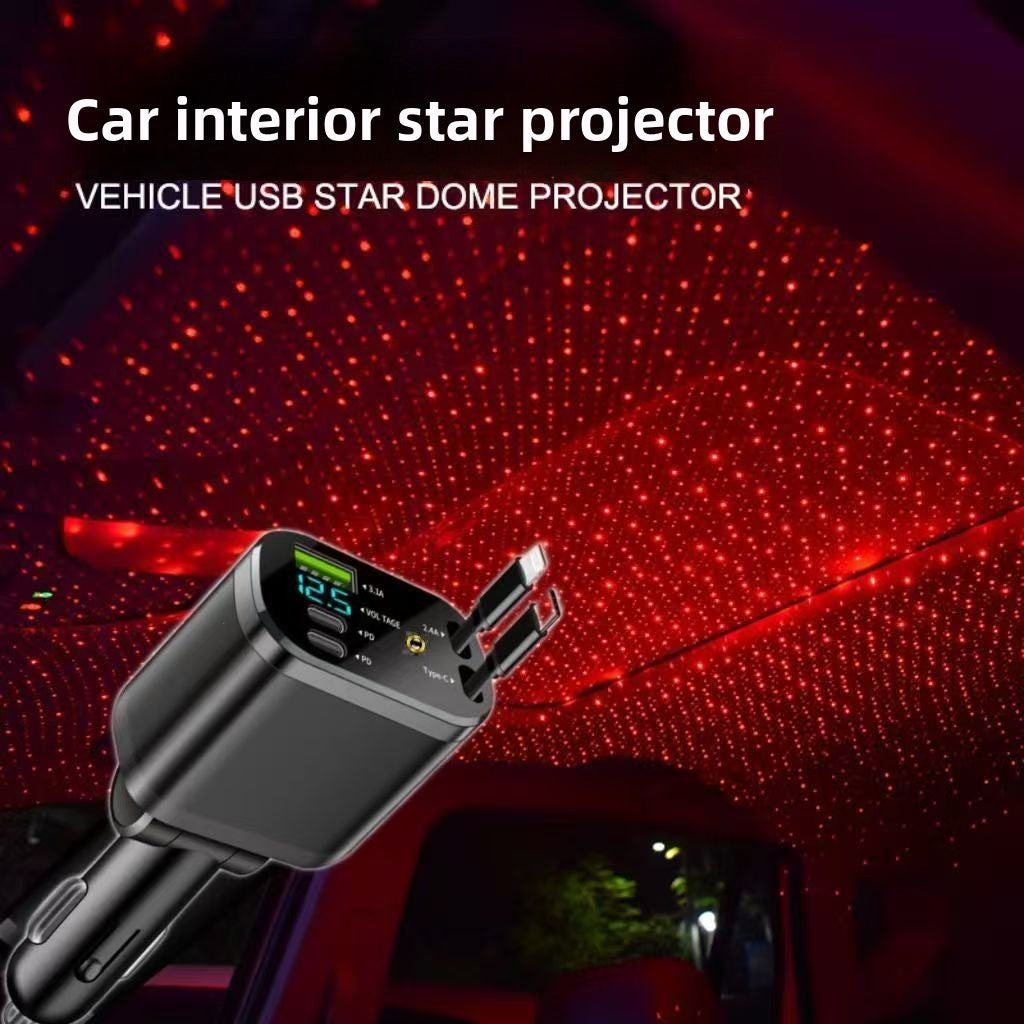 Retractable Car Charger with Multi-Port USB Fast Charging