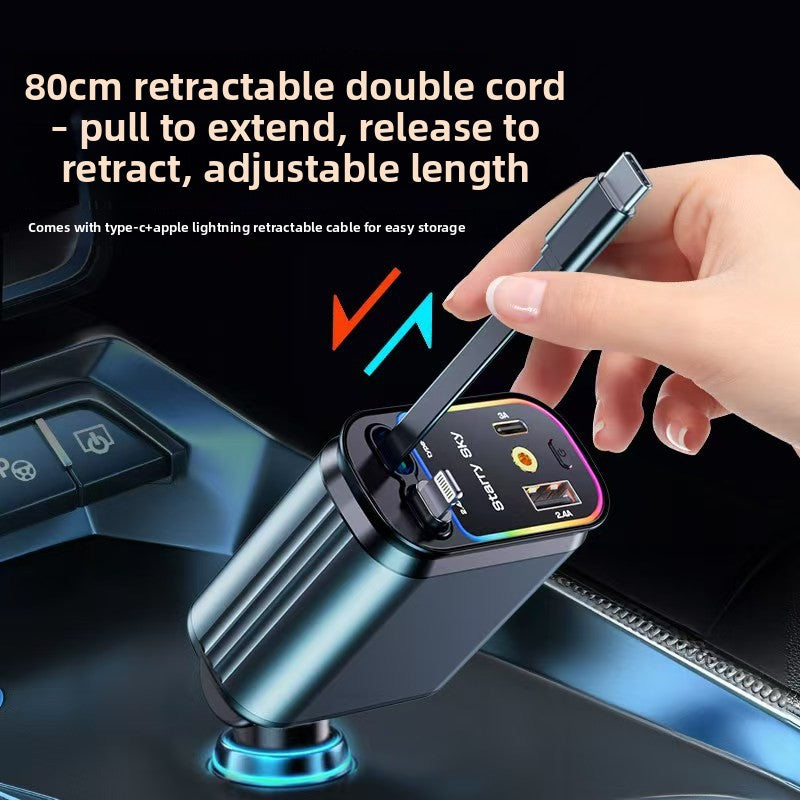 Retractable Car Charger with Multi-Port USB Fast Charging