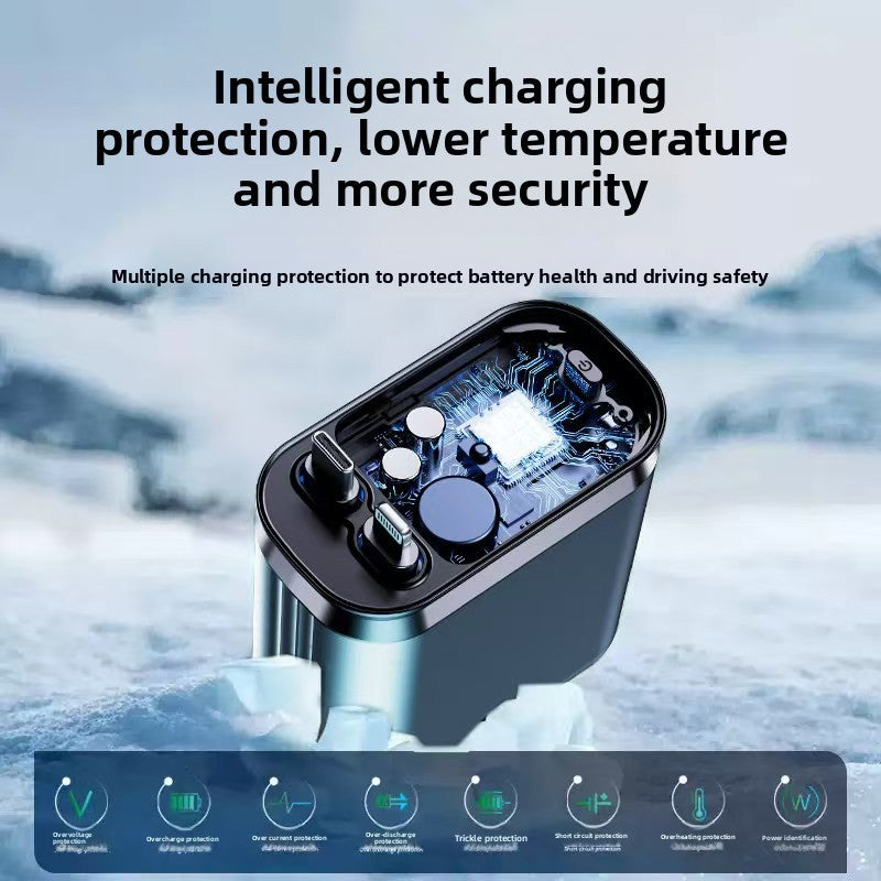 Retractable Car Charger with Multi-Port USB Fast Charging