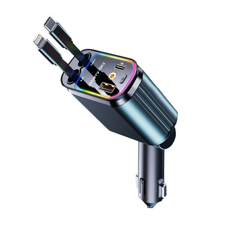Retractable Car Charger with Multi-Port USB Fast Charging